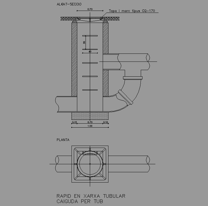Bloque Autocad Escalera en pozo tubular